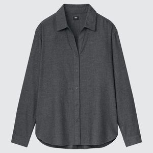 BNWT Uniqlo dark grey soft flannel button up size XS womens
